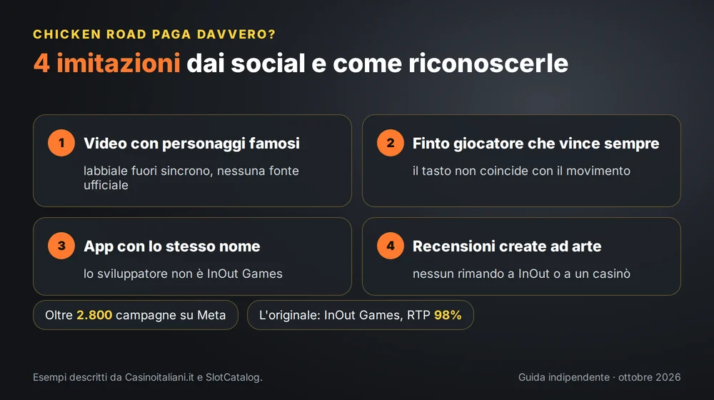 Le 4 imitazioni di Chicken Road sui social e come riconoscerle